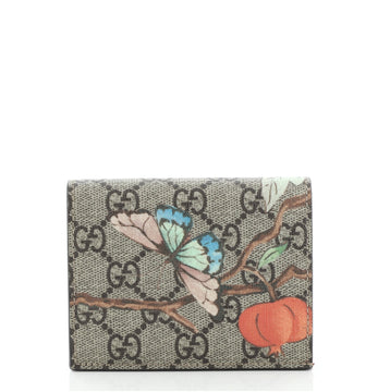 Gucci Flap Card Case Tian Print GG Coated Canvas