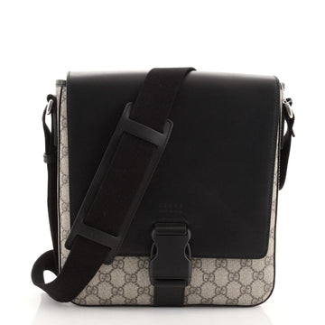 Gucci Buckle Flap Messenger Bag GG Coated Canvas with Leather Medium