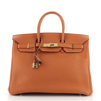 Hermes Birkin Handbag Orange Clemence with Gold Hardware 35