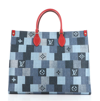 Louis Vuitton OnTheGo Tote Damier and Monogram Patchwork Denim GM