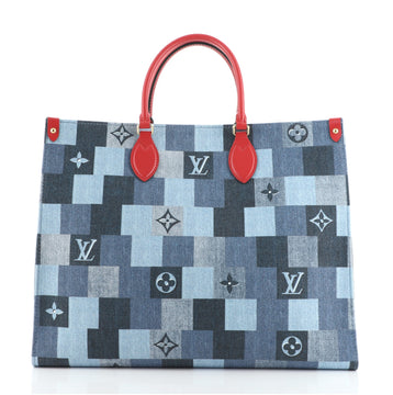 Louis Vuitton OnTheGo Tote Damier and Monogram Patchwork Denim GM