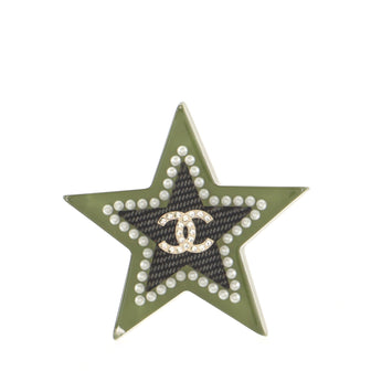 Chanel CC Star Brooch Resin with Faux Pearls and Crystals