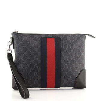 Gucci Web Wristlet Clutch GG Coated Canvas Medium