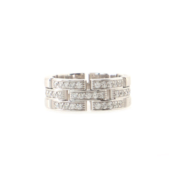 Cartier Maillon Panthere 3 Row Band Ring 18K White Gold with Half Diamonds