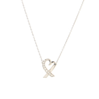 Tiffany & Co. Paloma Picasso Loving Heart Pendant Necklace 18K White Gold with Diamonds