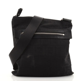 Fendi Vintage Front Zip Flat Messenger Bag Zucca Nylon Large