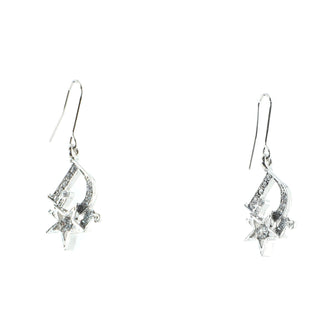 Christian Dior Vintage Logo Star Hook Earrings Crystal Embellished Metal