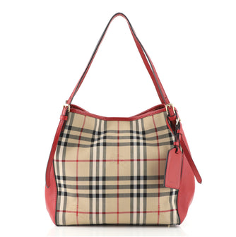 Burberry Canterbury Tote Horseferry Check Canvas and Leather Small