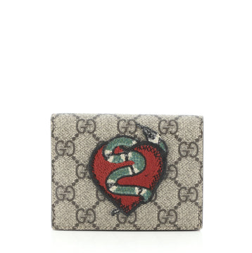 Gucci Flap Card Case GG Coated Canvas with Applique