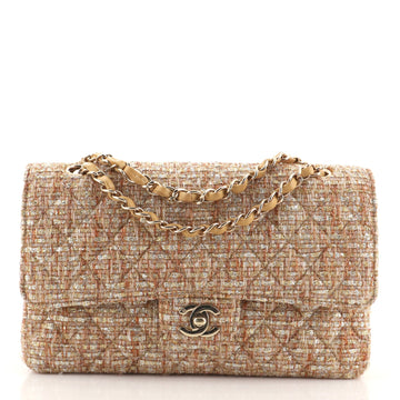 Chanel Vintage Classic Double Flap Bag Quilted Tweed Medium
