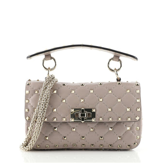 Valentino Rockstud Spike Flap Bag Quilted Leather Small