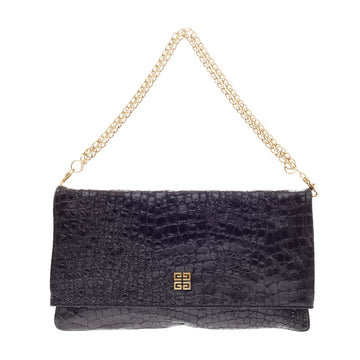 Givenchy Convertible Chain Clutch Embossed Crocodile
