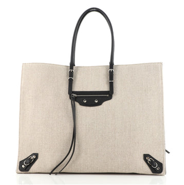 Balenciaga Papier A4 Zip Around Classic Studs Bag Linen Large