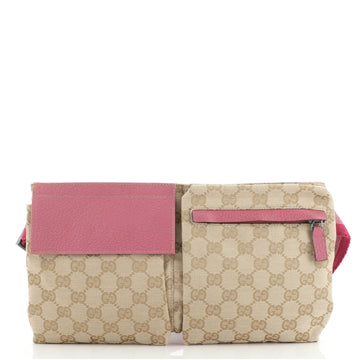 Gucci Vintage Double Belt Bag GG Canvas