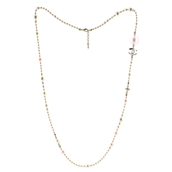 Chanel CC Long Necklace Faux Pearls and Metal