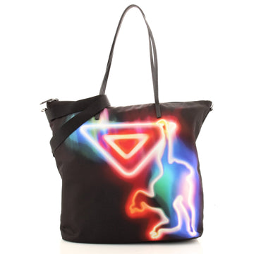 Prada Convertible Zip Tote Printed Tessuto Medium