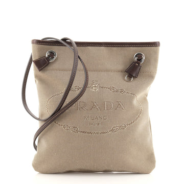 Prada Logo Flat Messenger Canvas Medium