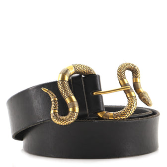Gucci Snake Buckle Belt Leather Wide