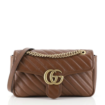 Gucci GG Marmont Flap Bag Diagonal Quilted Leather Small