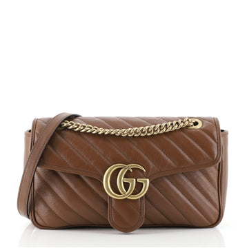 Gucci GG Marmont Flap Bag Diagonal Quilted Leather Small
