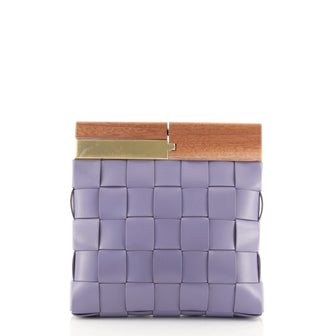 Bottega Veneta The Snap Clutch Maxi Intrecciato Leather with Wood and Metal