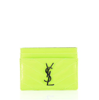 Saint Laurent Classic Monogram Card Holder Matelasse Chevron Patent