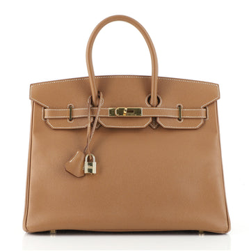 Hermes Birkin Handbag Brown Courchevel with Gold Hardware 35