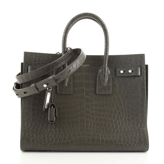 Saint Laurent Sac de Jour Souple Bag Crocodile Embossed Leather Small