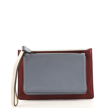 Valentino Double Zip Wristlet Pouch Leather Medium