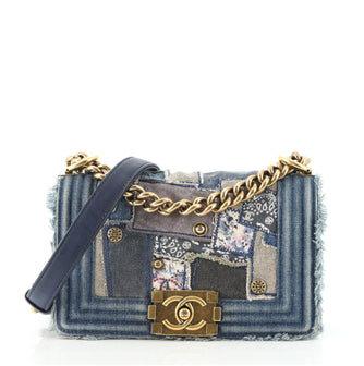 Chanel Boy Flap Bag Denim Patchwork Small