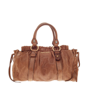 Miu Miu Vitello Lux Ring Satchel Leather Medium 