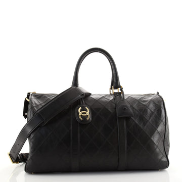 Chanel Vintage Diamond Stitch Boston Bag Quilted Lambskin Large