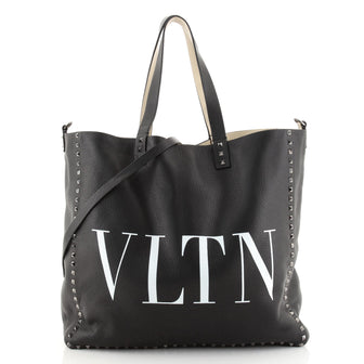 Valentino VLTN Rockstud Shopping Tote Printed Leather Large