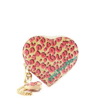 Heart Coin Purse Vernis Pink Leopard