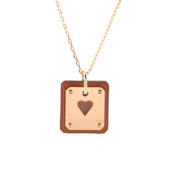 Hermes As de Coeur Pendant Necklace Metal and Leather Small