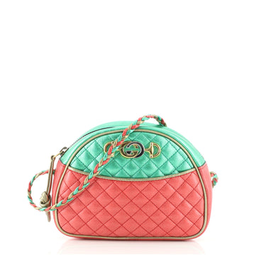 Gucci Trapuntata Camera Shoulder Bag Quilted Laminated Leather Mini