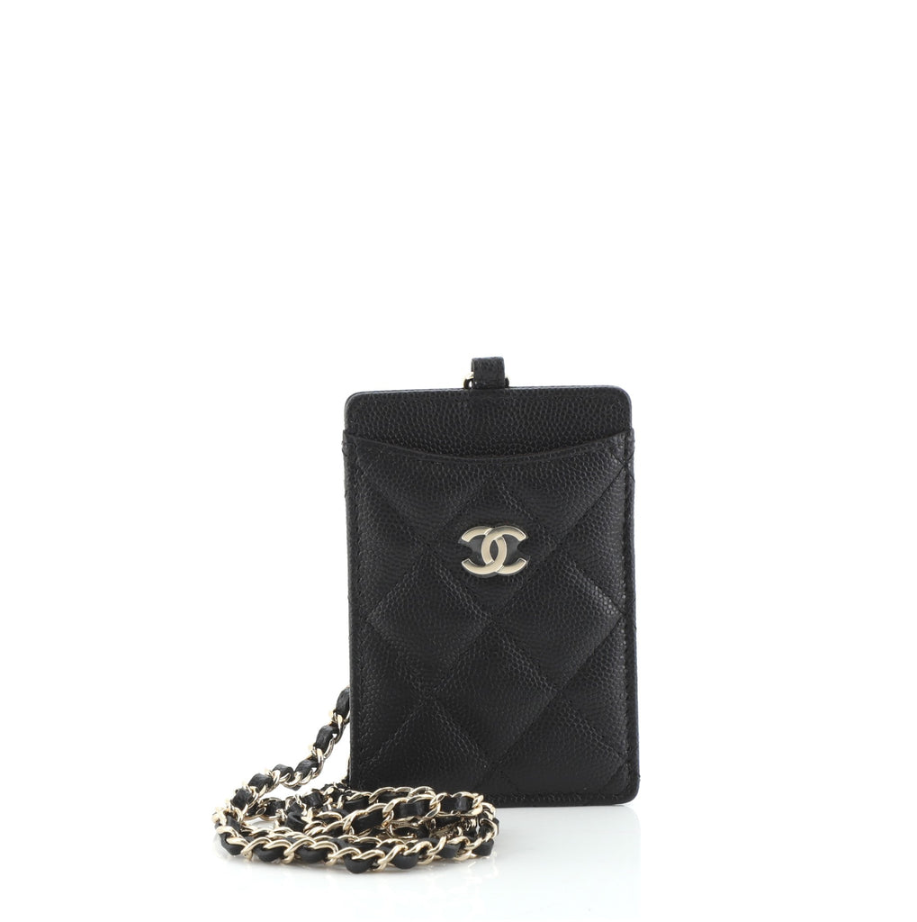 chanel card on chain black