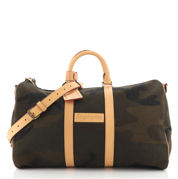 Louis Vuitton Keepall Bandouliere Bag Limited Edition Supreme Camouflage Canvas 45