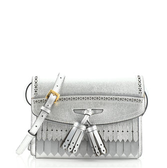 Burberry Macken Crossbody Bag Leather with Fringe Small