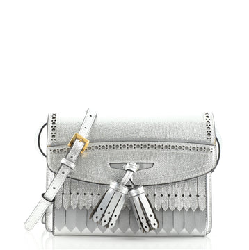 Burberry Macken Crossbody Bag Leather with Fringe Small