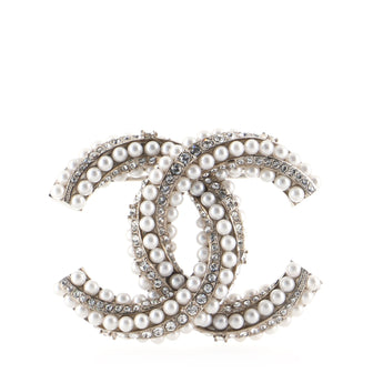 Chanel Queen of France CC Brooch Faux Pearls and Crystal Embellished Metal