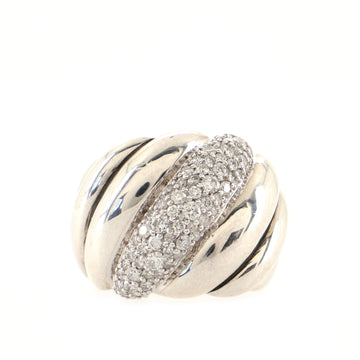 David Yurman Sculpted Cable Dome Ring Sterling Silver with Pave Diamonds 19mm