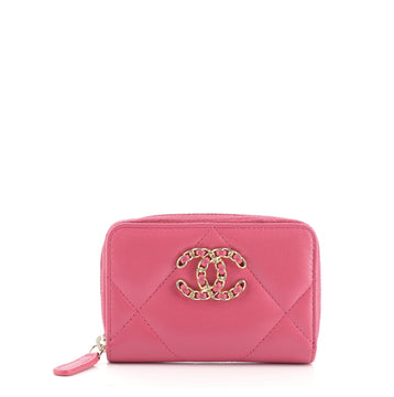 Chanel 19 Zip Coin Purse Quilted Goatskin