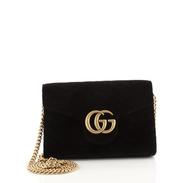 Gucci GG Marmont Chain Wallet Matelasse Velvet Mini
