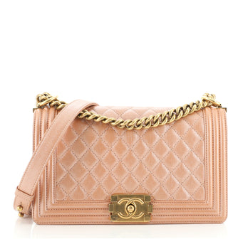 Chanel Boy Flap Bag Quilted Iridescent Calfskin Old Medium