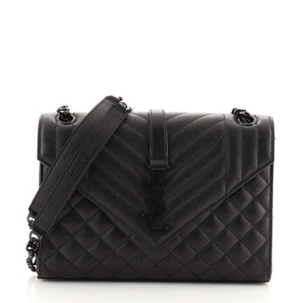 Saint Laurent Classic Monogram Envelope Satchel Quilted Leather Medium