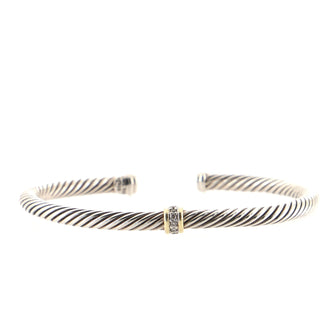 David Yurman Center Station Cable Bracelet Sterling Silver with 18K Yellow Gold and Diamonds 4mm