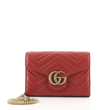 Gucci GG Marmont Chain Wallet Matelasse Leather Mini
