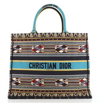 Christian Dior Book Tote Embroidered Canvas