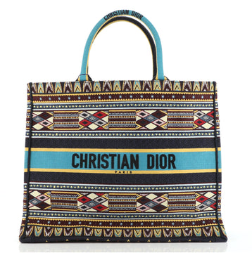 Christian Dior Book Tote Embroidered Canvas